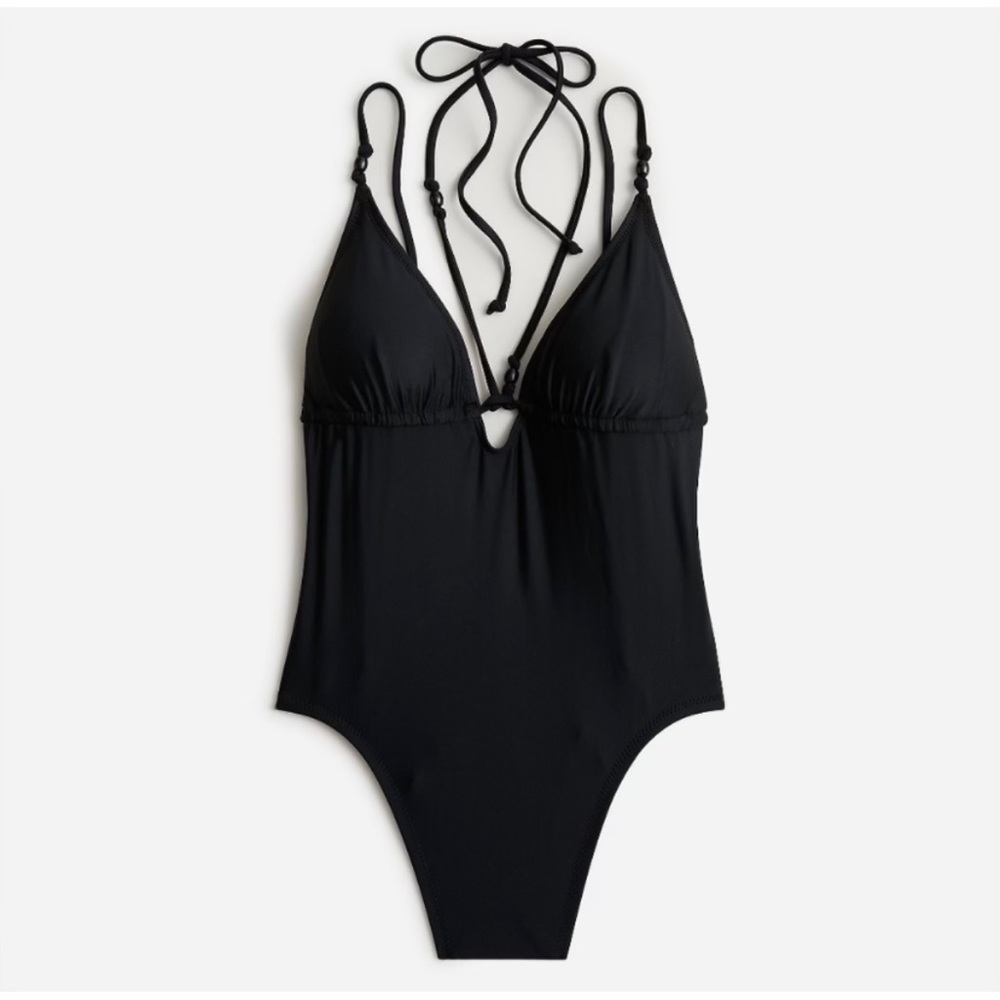 J. Crew Black One-Piece Halter Swimsuit